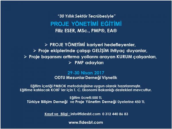 Proje Yönetim Eğitimi 29-30 Nisan Ankara
